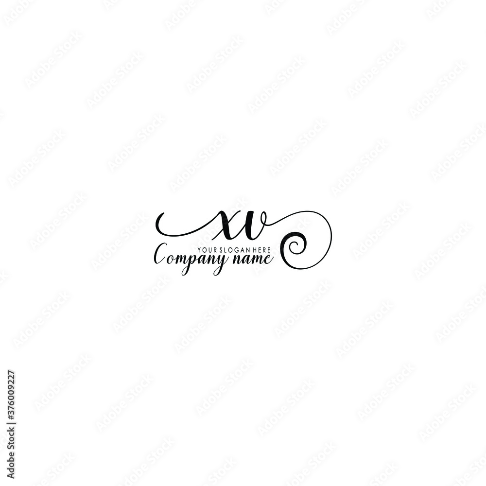 XV Initial handwriting logo template vector XV Initial handwriting logo template vector