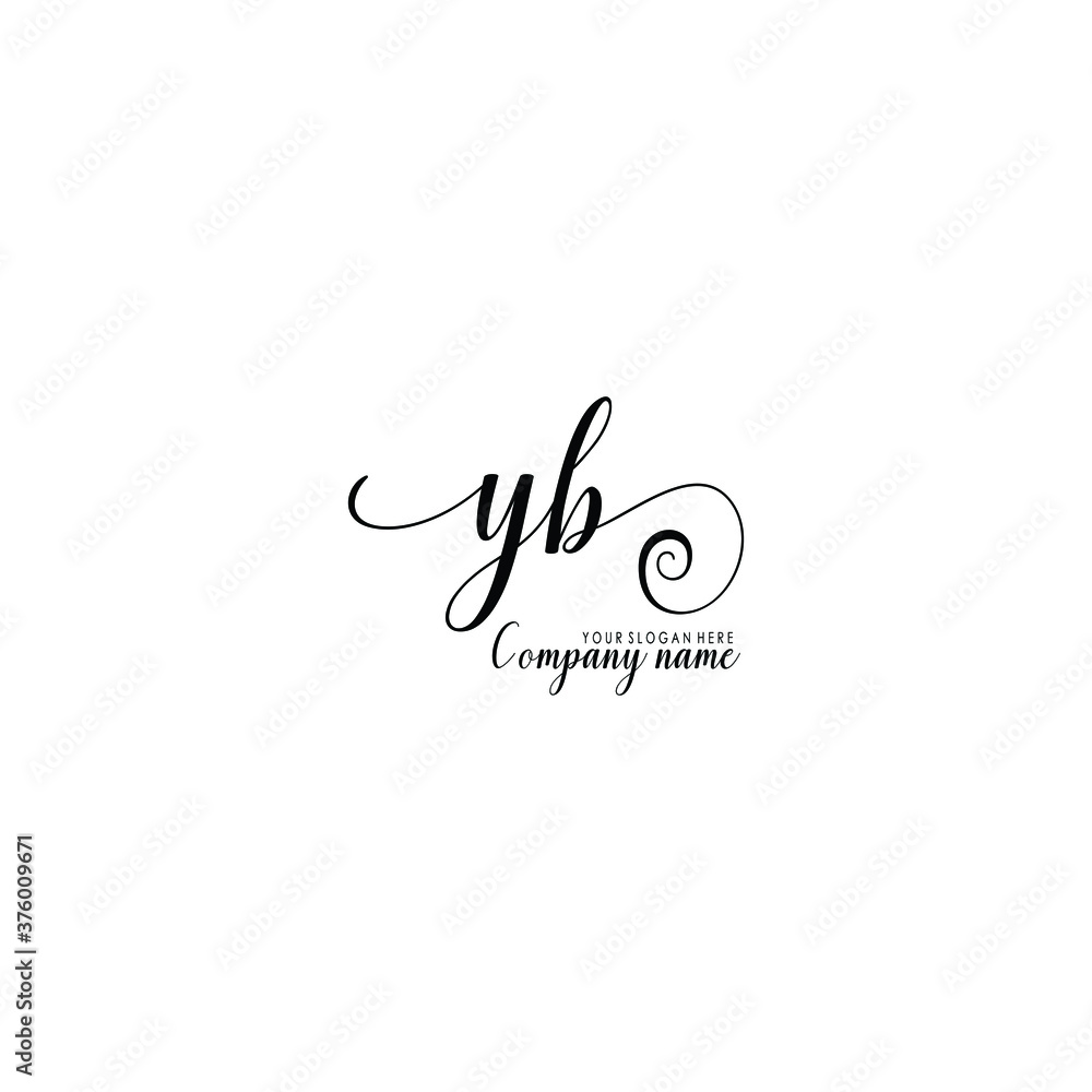 YB Initial handwriting logo template vector