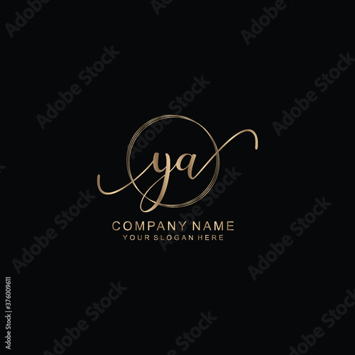 YA Initial handwriting logo template vector