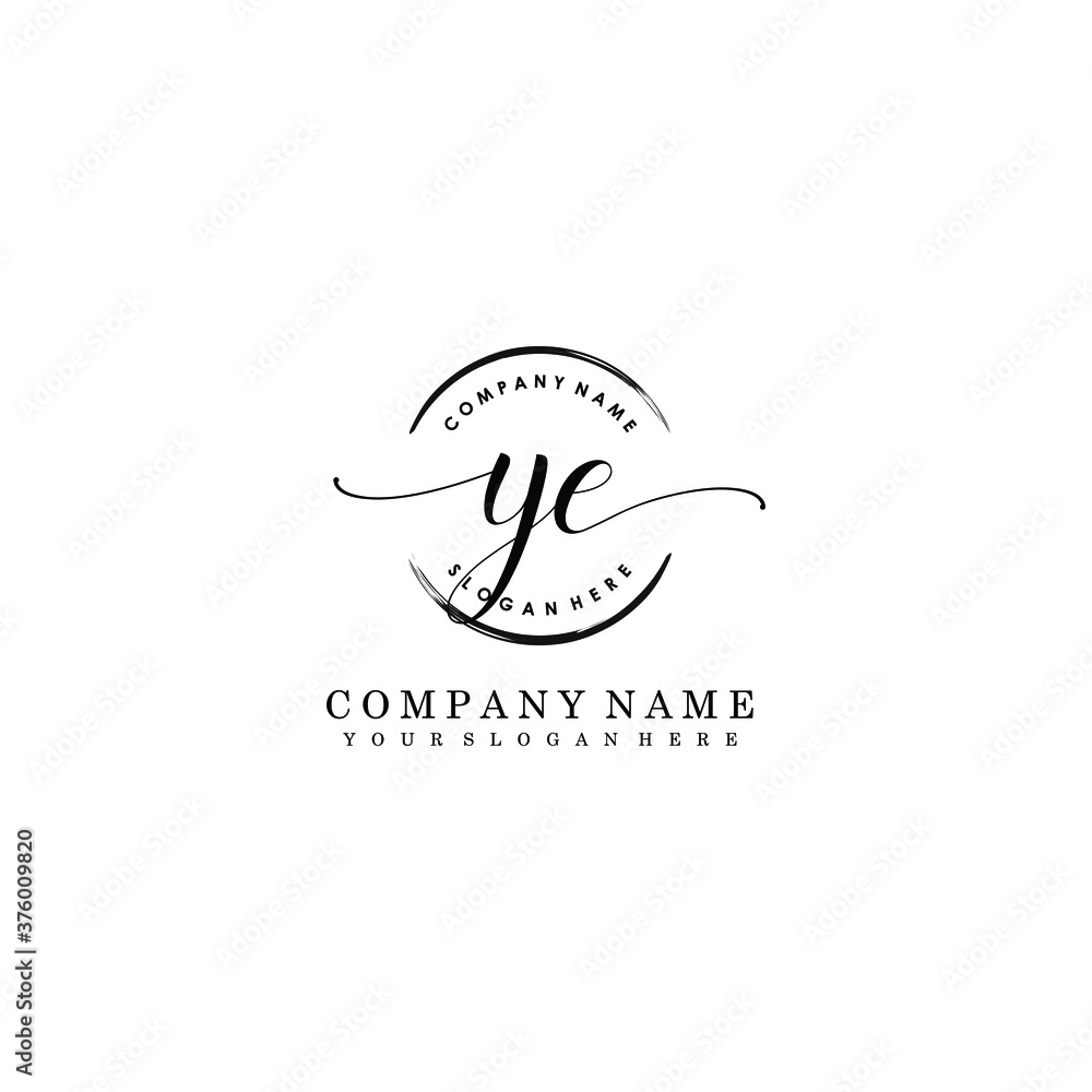 YE Initial handwriting logo template vector YE Initial handwriting logo template vector