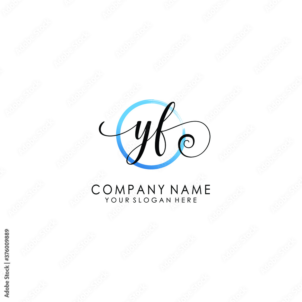 YF Initial handwriting logo template vector YF Initial handwriting logo template vector