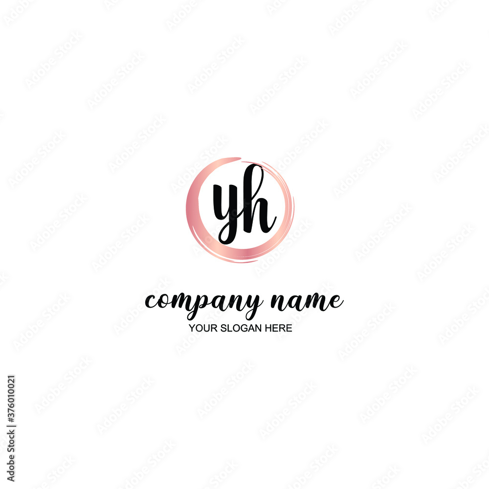 YH Initial handwriting logo template vector YH Initial handwriting logo template vector