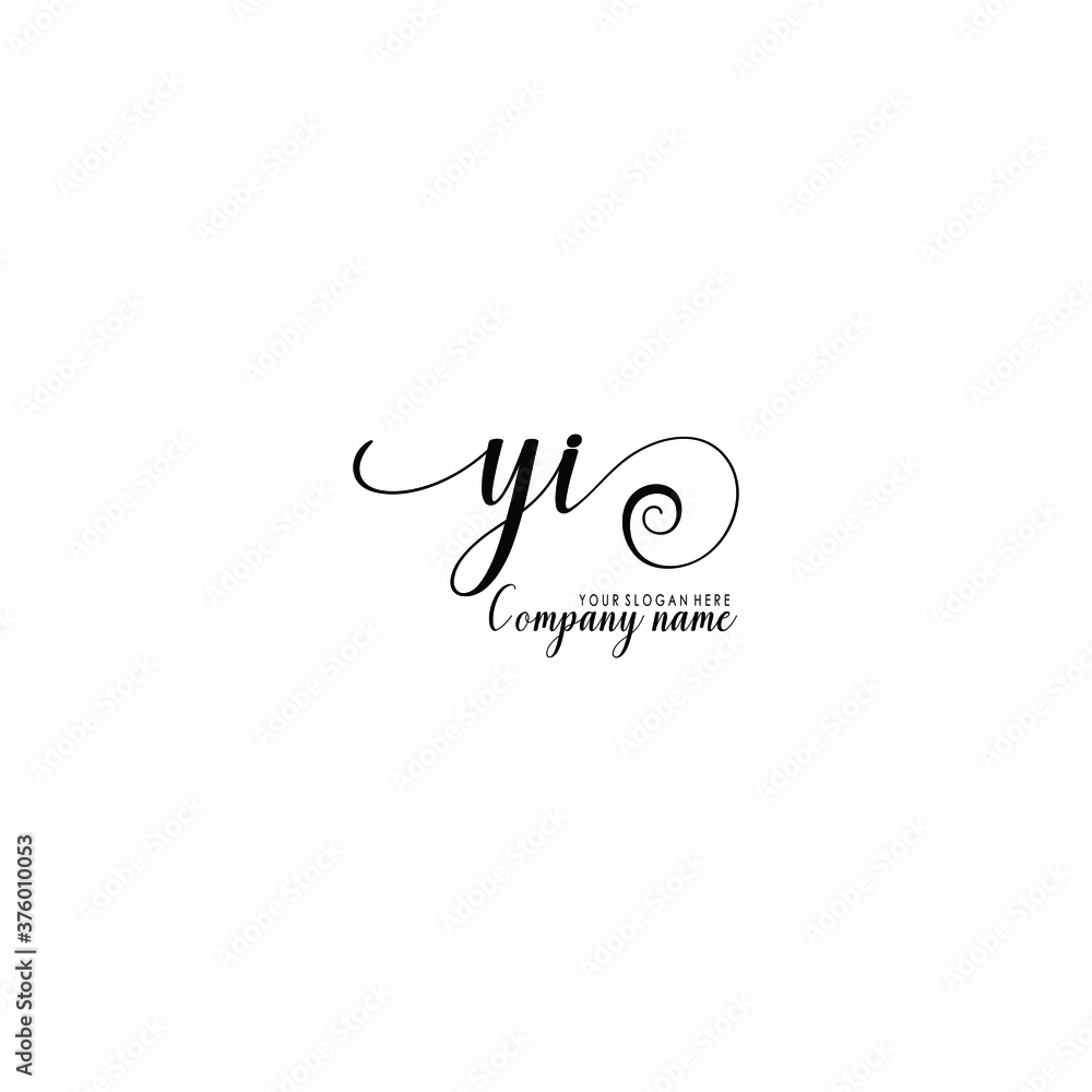 YI Initial handwriting logo template vector