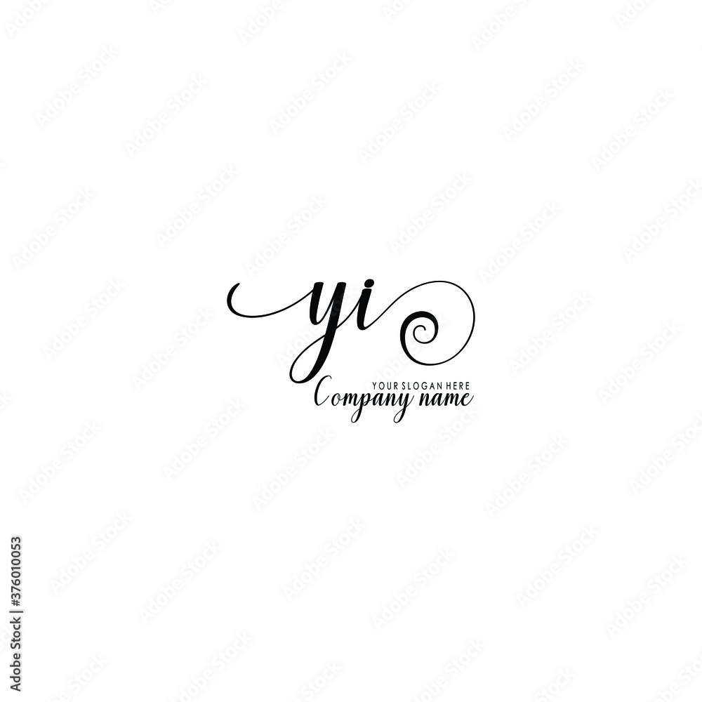 YI Initial handwriting logo template vector YI Initial handwriting logo template vector