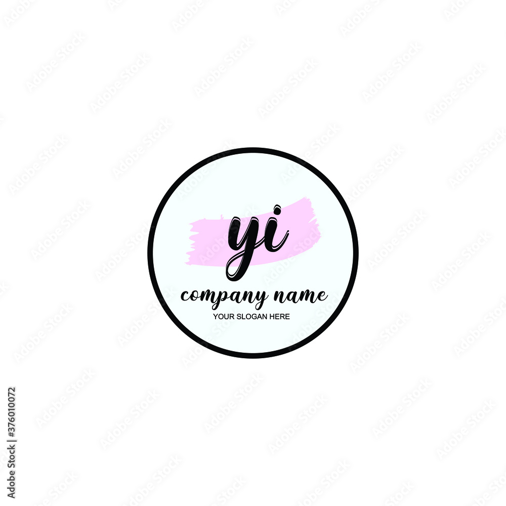 YI Initial handwriting logo template vector YI Initial handwriting logo template vector