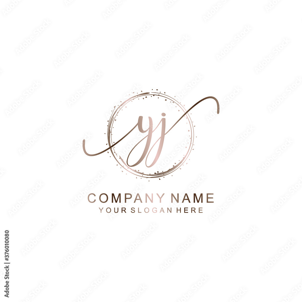 YJ Initial handwriting logo template vector YJ Initial handwriting logo template vector