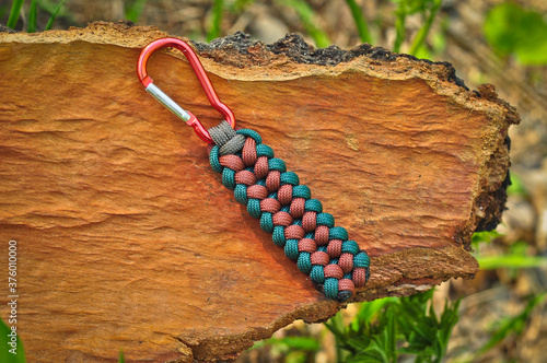 Braided lanyard from paracord lanyard with carabiner photo