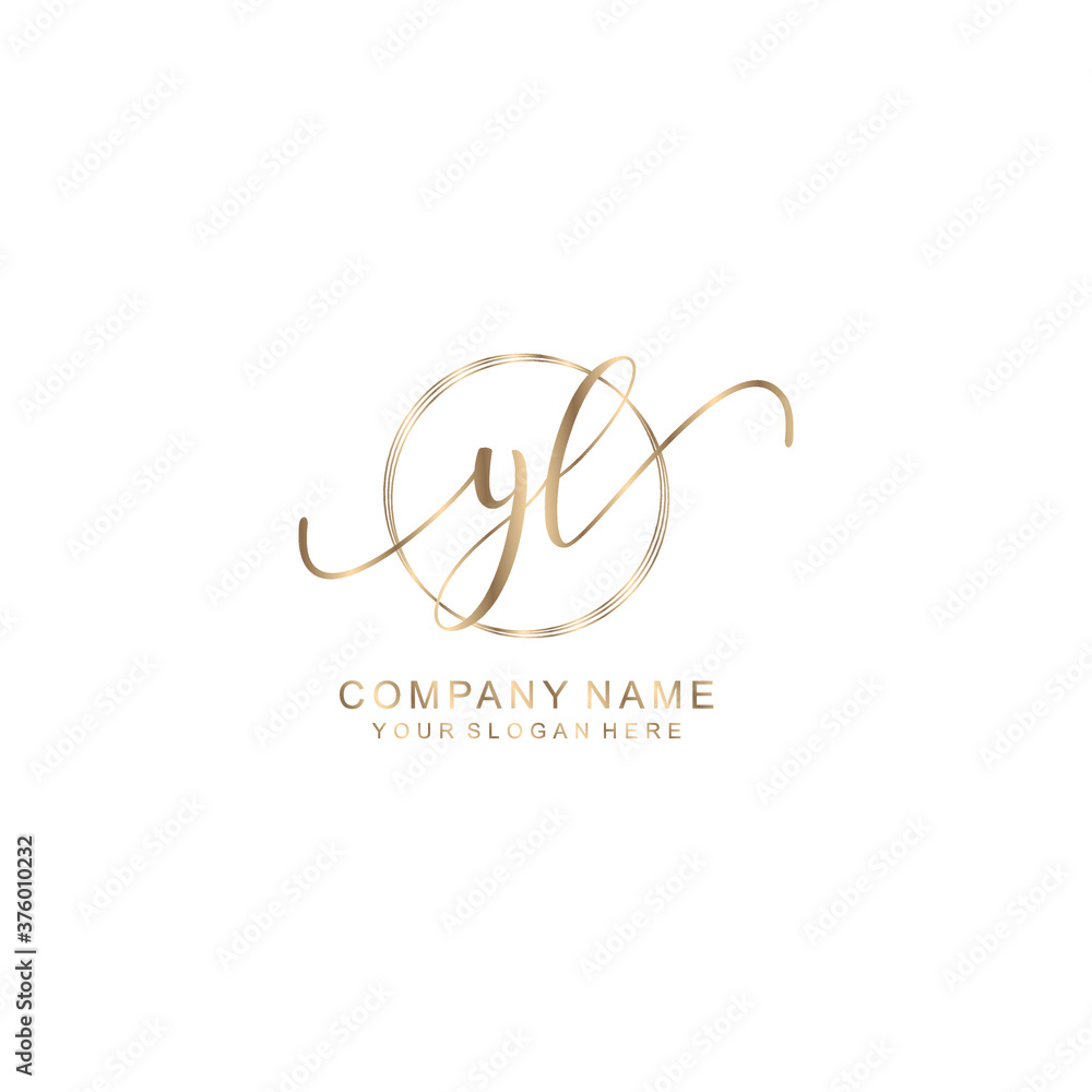 YL Initial handwriting logo template vector YL Initial handwriting logo template vector
