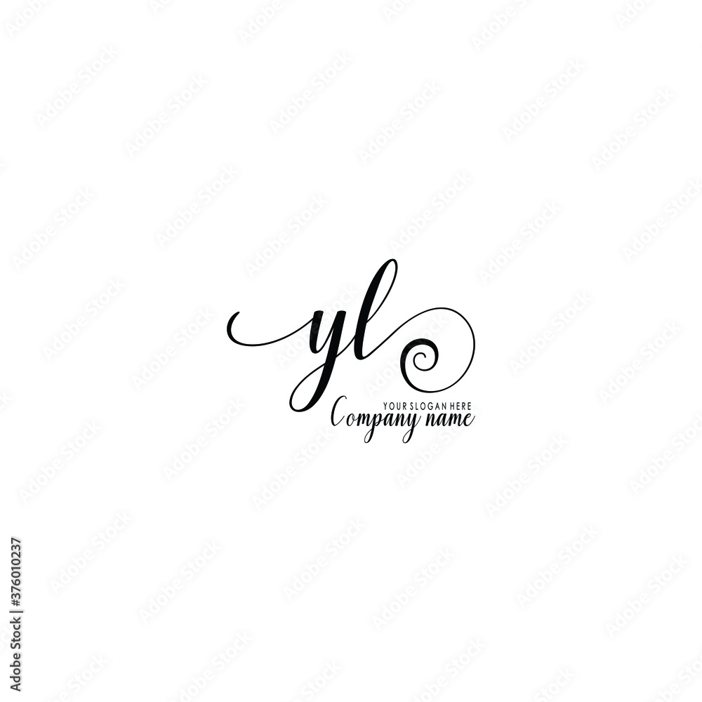 YL Initial handwriting logo template vector