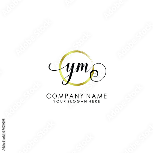 YM Initial handwriting logo template vector