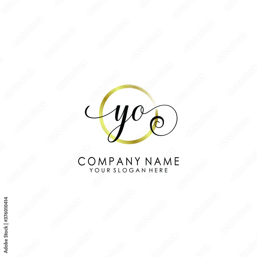 YO Initial handwriting logo template vector