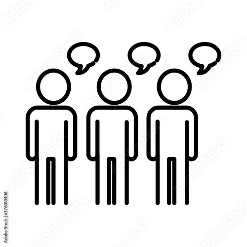 teamworkers with speech bubbles talking coworking line style icon