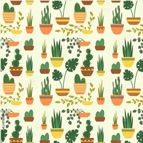 seamless pattern with indoor plants