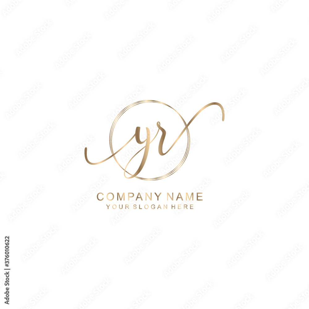 YR Initial handwriting logo template vector YR Initial handwriting logo template vector