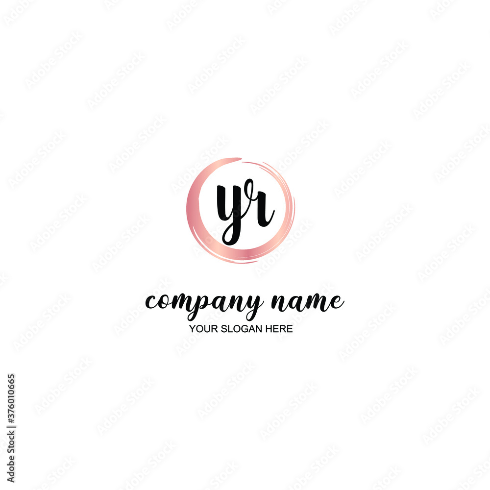 YR Initial handwriting logo template vector