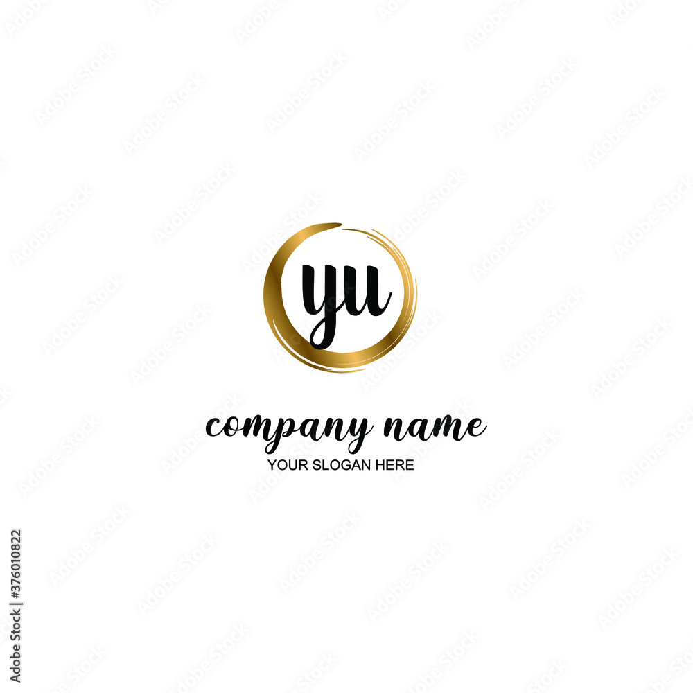 YU nitial handwriting logo template vector
