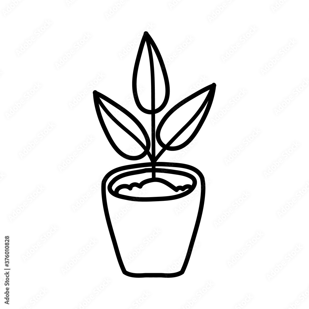 houseplant in ceramic pot line style icon houseplant in ceramic pot line style icon
