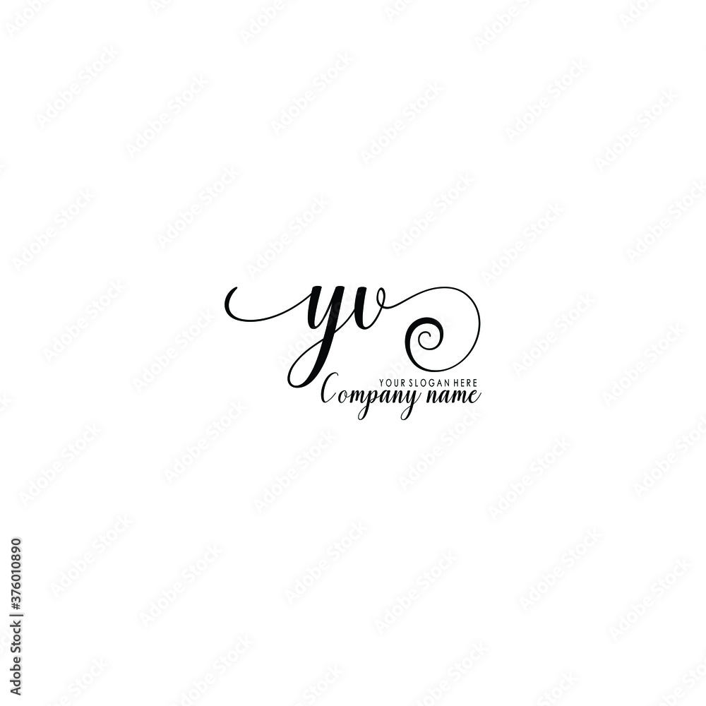 YV nitial handwriting logo template vector
