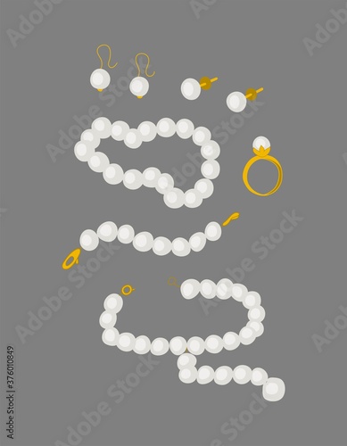 Hand drawn pearl jewelry, doodle. Vector illustration. EPS 10