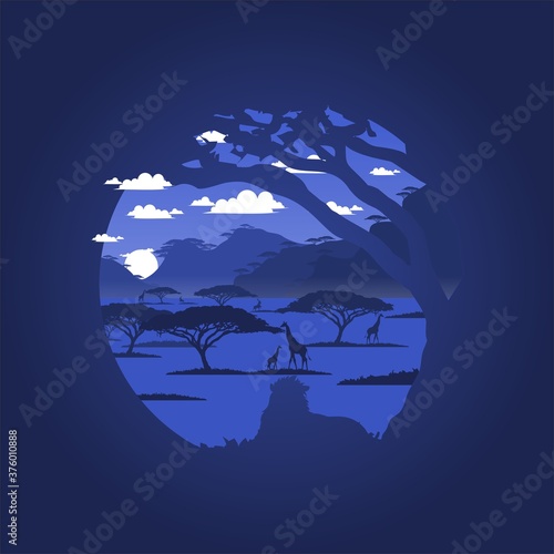 savanna landscape vector full of exoticism