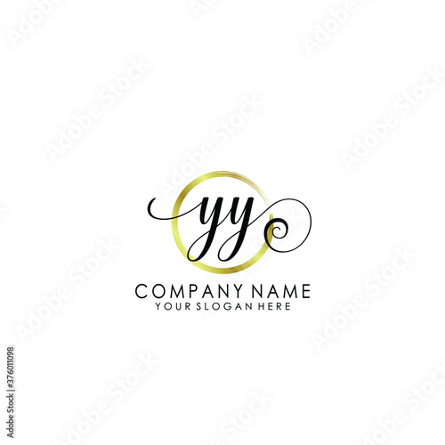 YY nitial handwriting logo template vector 