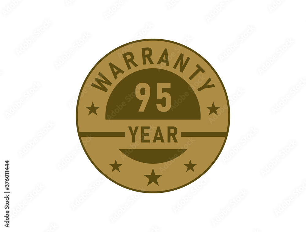 95 years warranty golden badges isolated on white background. Warranty label 95 years warranty golden badges isolated on white background. Warranty label