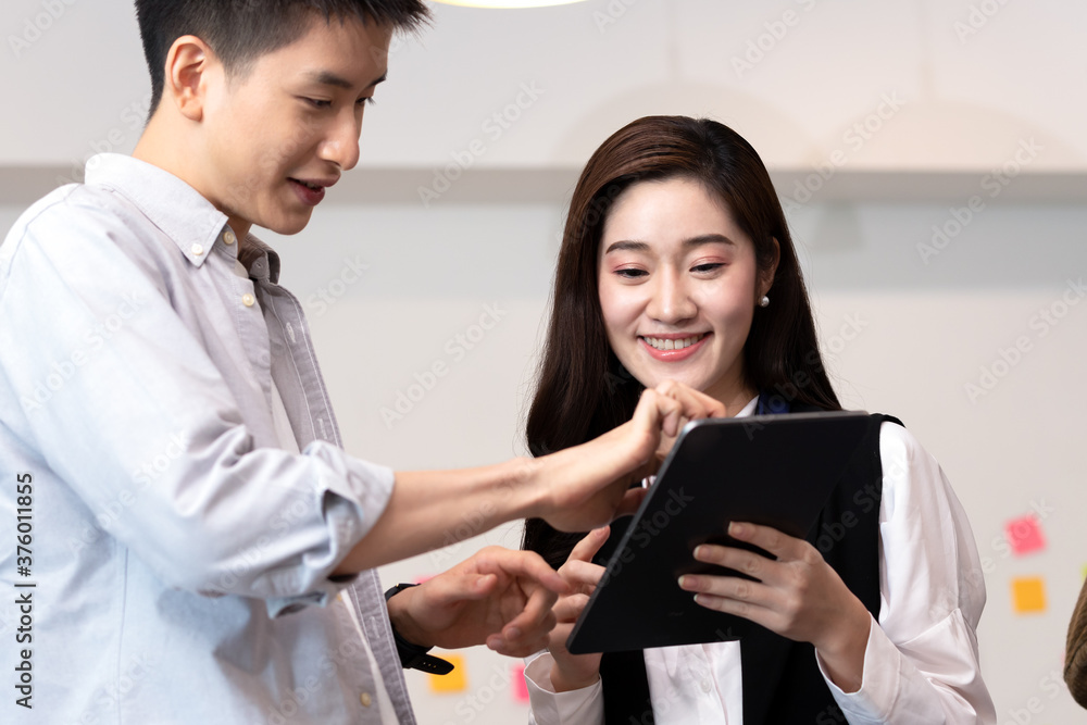 Asian business man and women meeting and talk about job in office. Asian business man and women meeting and talk about job in office.