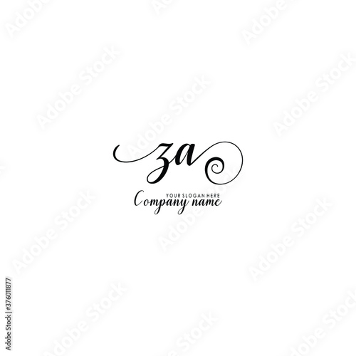 ZA Initial handwriting logo template vector 