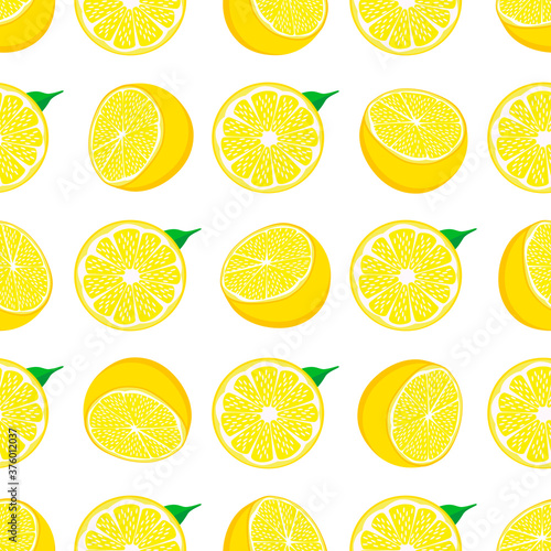 Illustration on theme big colored seamless yellow lemon