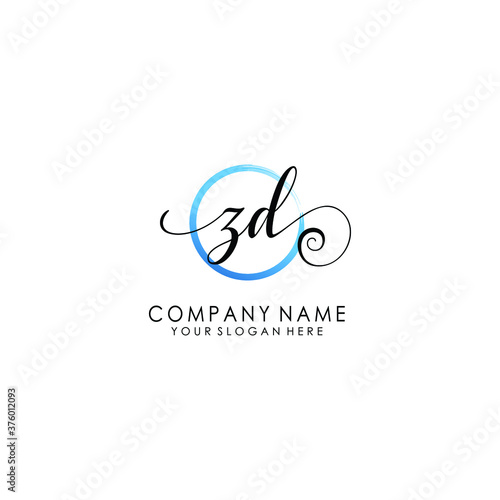 ZD Initial handwriting logo template vector 
