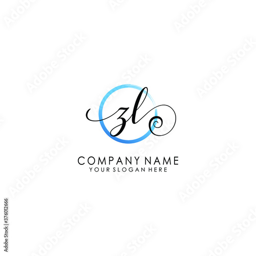 ZL Initial handwriting logo template vector 