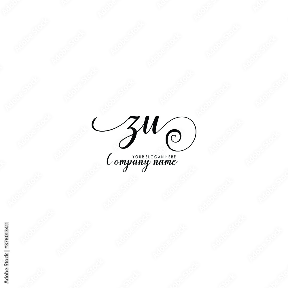 ZU Initial handwriting logo template vector ZU Initial handwriting logo template vector