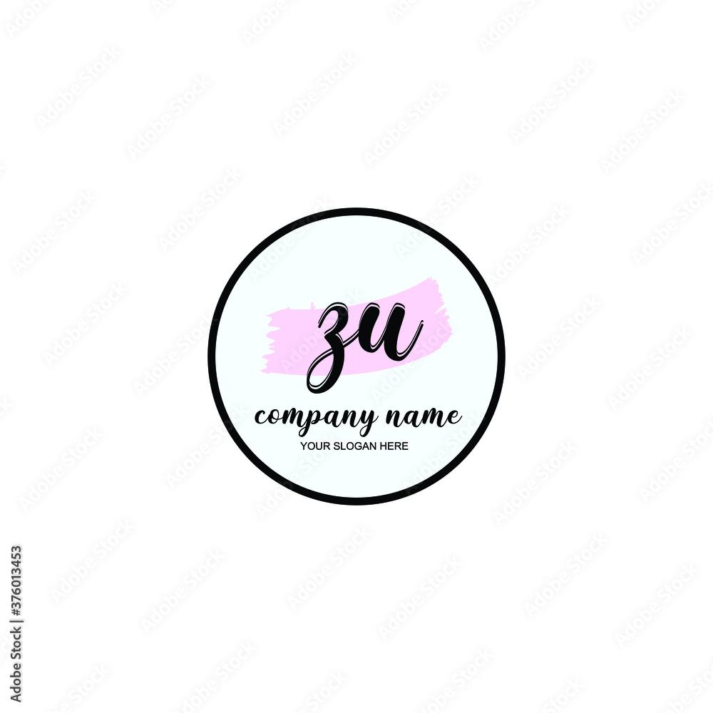 ZU Initial handwriting logo template vector ZU Initial handwriting logo template vector