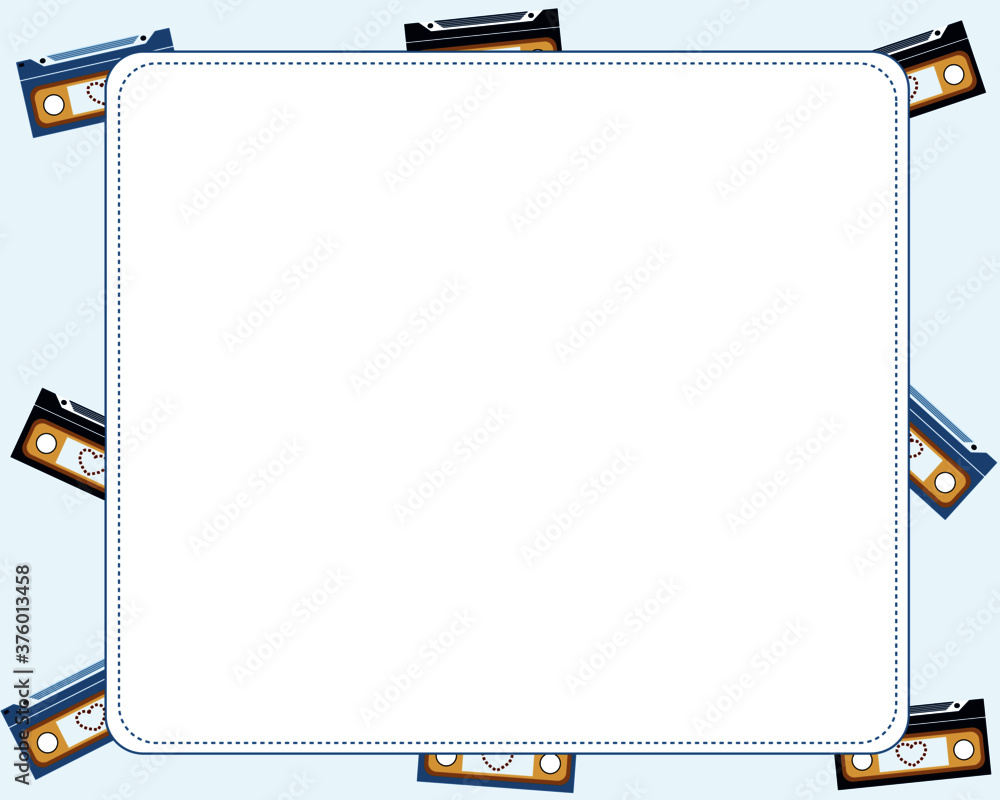 text box template with tape record vector background Stock Vector