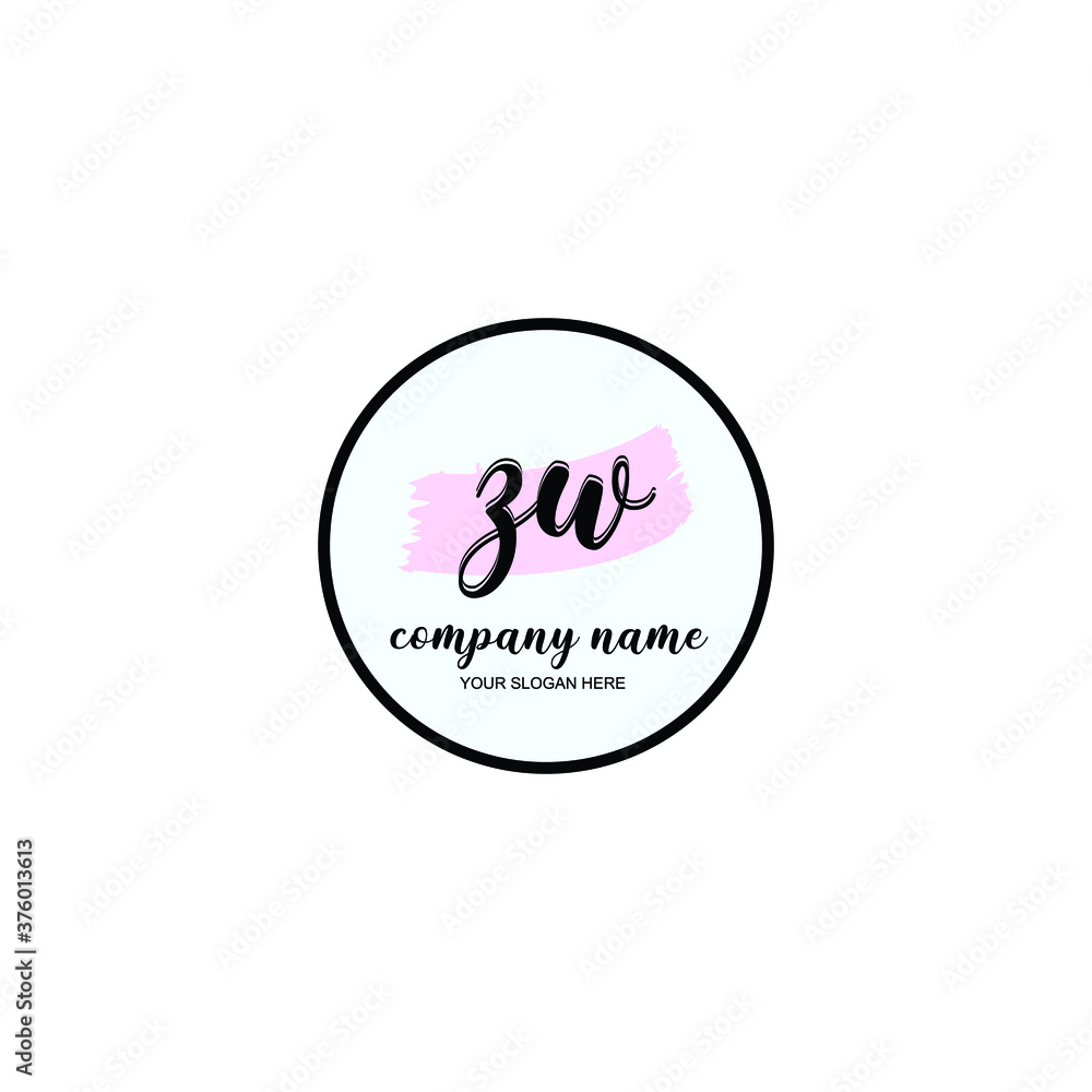 ZW Initial handwriting logo template vector ZW Initial handwriting logo template vector