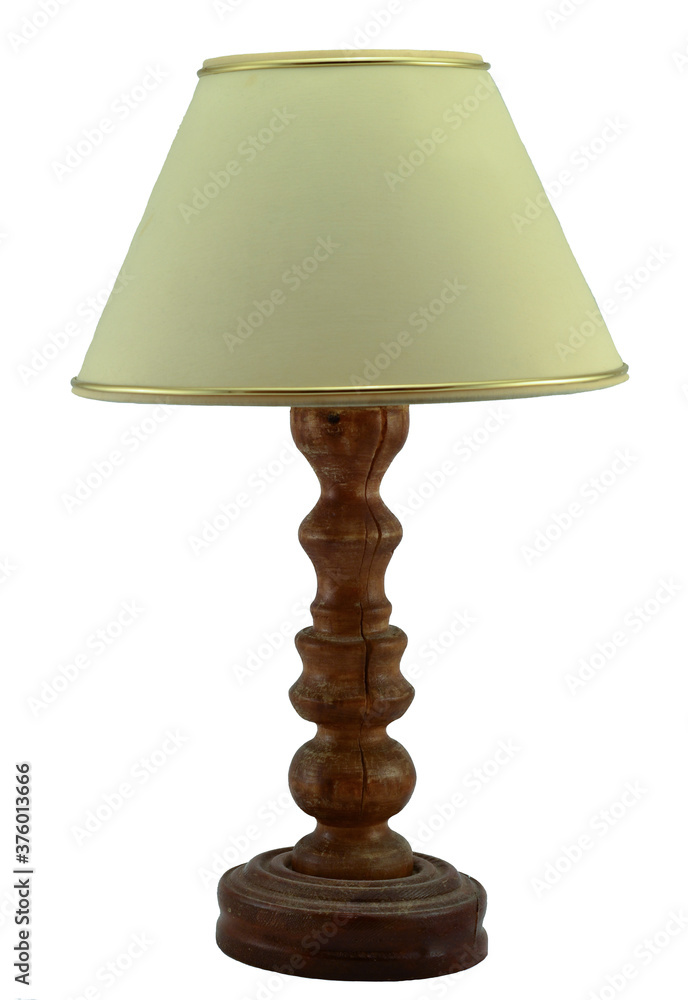 Table lamp on a long wooden leg Table lamp on a long wooden leg