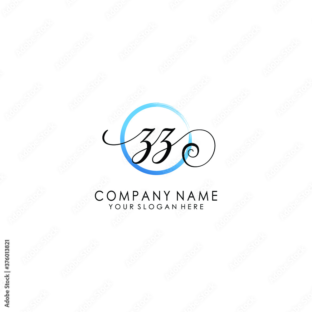 ZZ Initial handwriting logo template vector ZZ Initial handwriting logo template vector