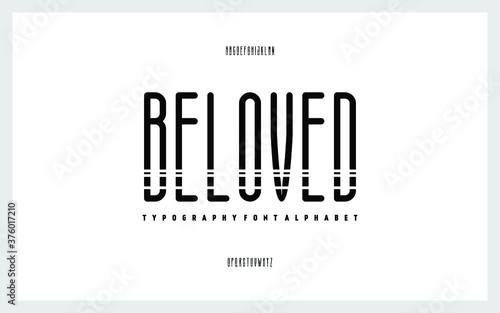 Condensed alphabet letters font and number. Timeless typography fonts vector illustration.