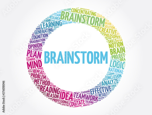 Brainstorm circle word cloud collage, concept background