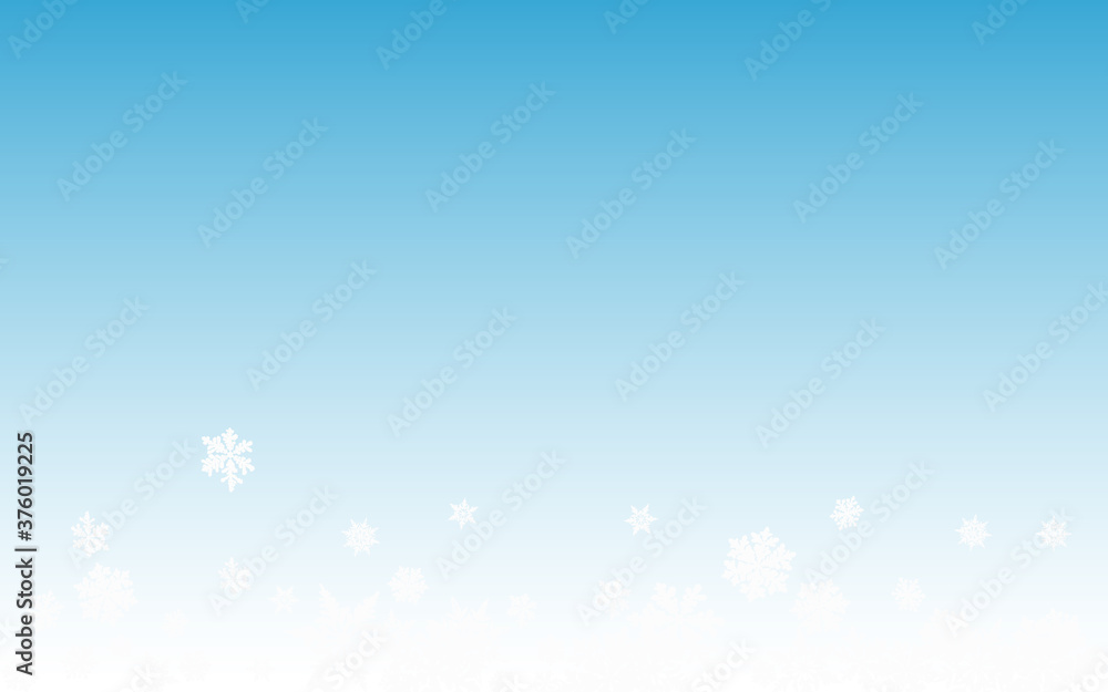 White Snowfall Panoramic Vector Blue Background. 