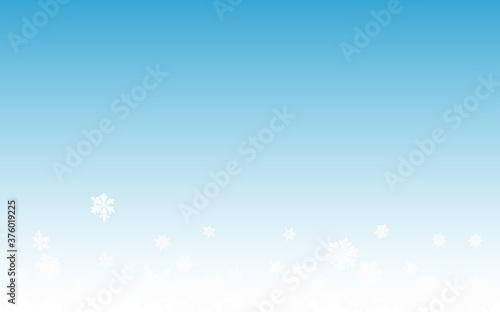 White Snowfall Panoramic Vector Blue Background. 