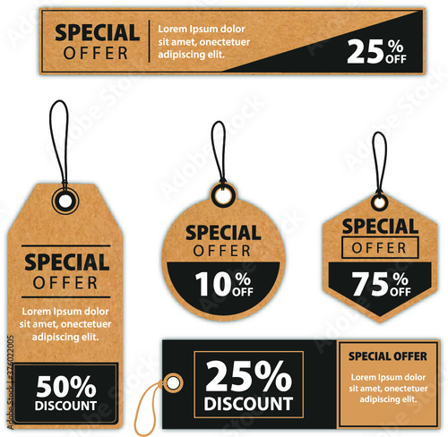 Vector collection of sale tags with text and texture - Limited edition, off sale, special offer. Labels for banners and posters design.