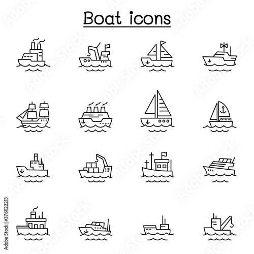 Boat line icons vector illustration graphic design