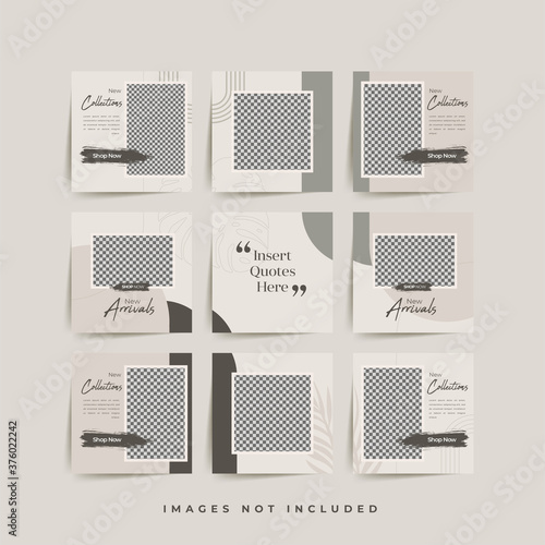 social media puzzle frame grid post template for fashion sale promotion Premium Vector
