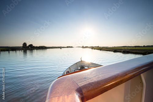 View over the estuary of the river IJssel and its delta from the balustrade of a boat photo