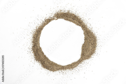 Pepper seasoning powder on white background