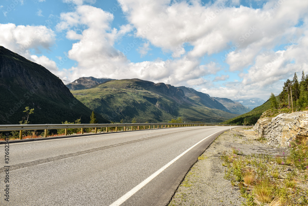 Landscape from northern Norway with road through mountains
