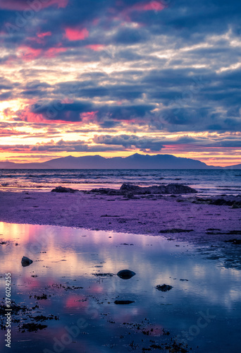 The Isle of Arran from Doonfoot  Ayrshire in Scotland