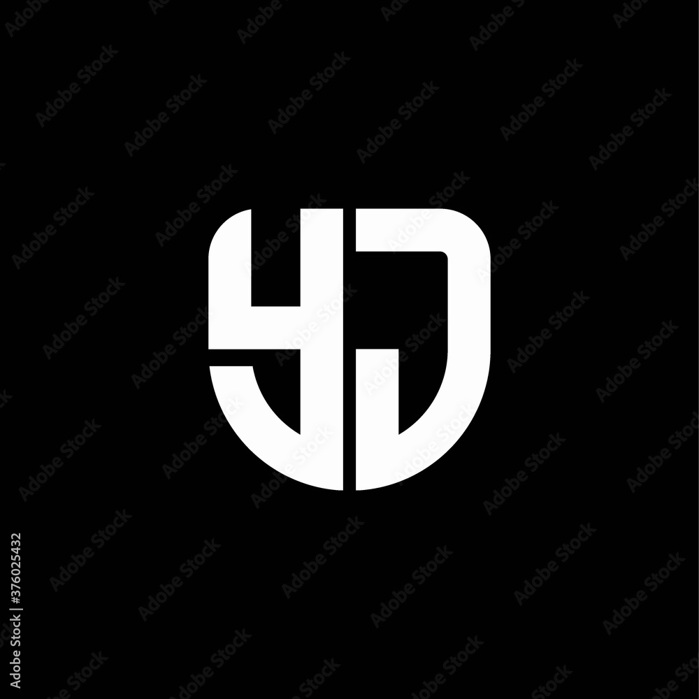 yj logo monogram with circular shape shield design template Stock ...