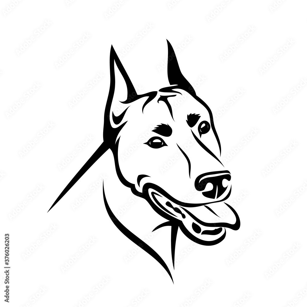 Doberman pinscher dog - isolated outlined vector illustration
